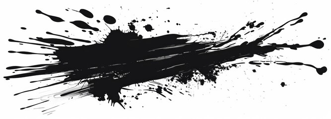 Black ink splatter on a white background