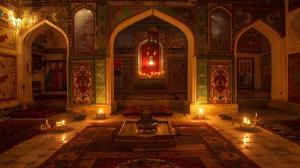Obraz premium spirituality illuminated in majestic ancient Islamic architecture