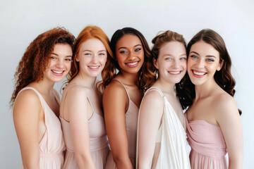 Obraz premium women in their thirties, posing for photos with smiles and relaxed postures, 
