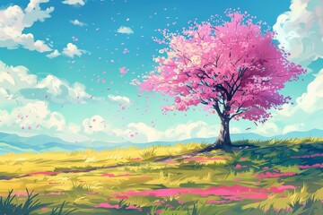 Nature Anime illustration landscape background