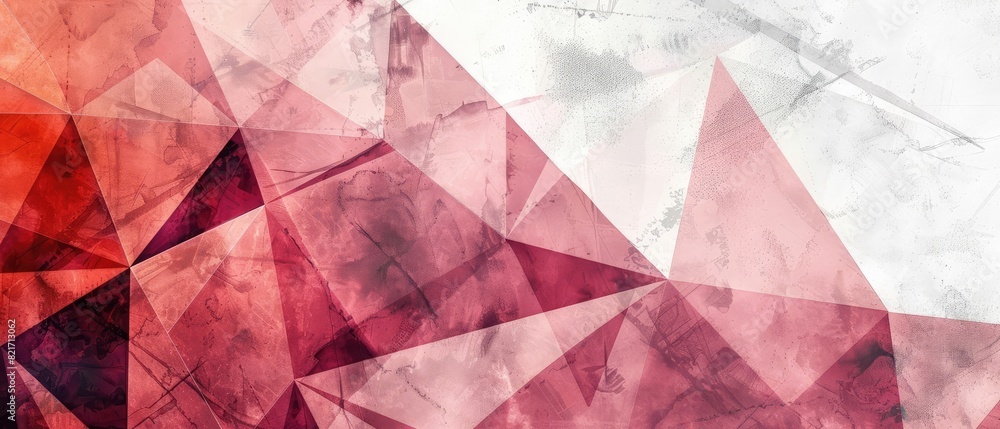 Aufkleber red white gradient polygonal surface abstract 3d render