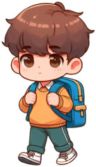 Child with backpack, student