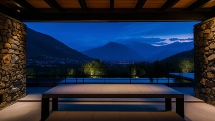 Sophisticated luxury villas with beautiful views and stunning interiors, night view - Powered by Adobe
