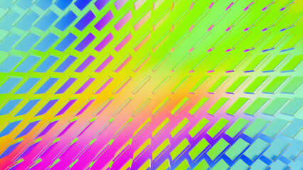 Diagonal rectangles pattern background stylized rainbow iridescent opalescent holographic. Futuristic chromatic aesthetic Y2K concept.