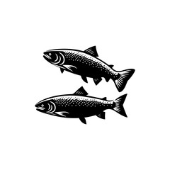 Graceful Salmon Silhouette - Vibrant Charm in Marine Artistry - salmon illustration
