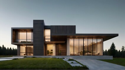 Modern house isolated on transparent background