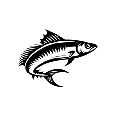 Enigmatic Sardine Silhouette - Mystical Splendor of Ocean Creatures - minimallest sardine vector
