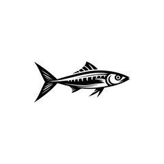 Obraz premium Playful Sardine Silhouette - Whimsical Delight of Marine Life - minimallest sardine vector 