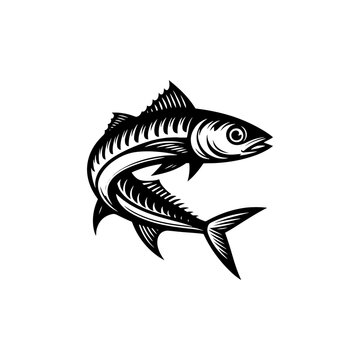black and white tuna fish swimming clip art preview