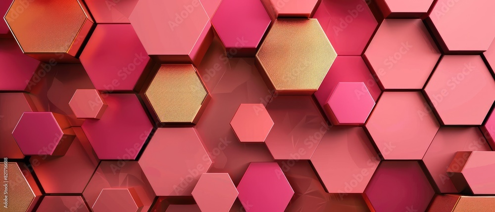 Poster luxurious pink and gold hexagon pattern, offering an elegant and futuristic design. this abstract ba