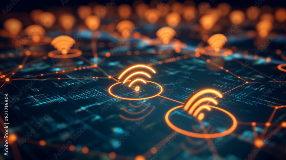 Poster internet wireless communication network background.