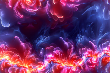 Obraz premium Computer generated glowing flowers on dark background