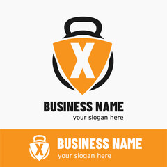 Initial Letter X with Kettlebell for Gym, Fitness, Pilates, Exercise Sport Business Logo Idea
