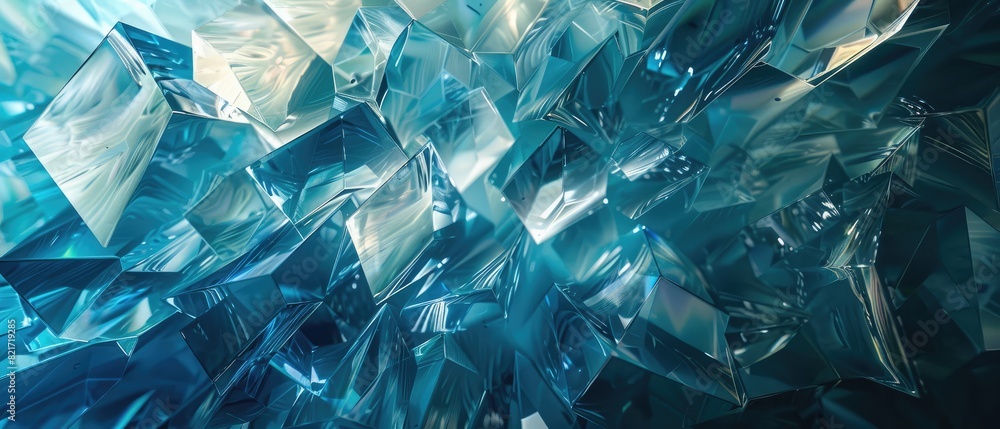 Poster abstract polygonal design of azure and teal, ideal for an elegant abstract background