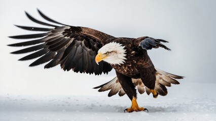 Eagle Flying in snow mountains