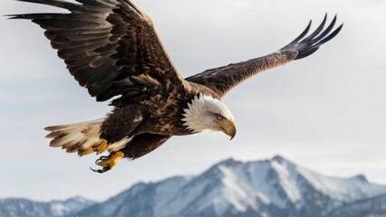 Fototapeta premium Eagle Flying in snow mountains