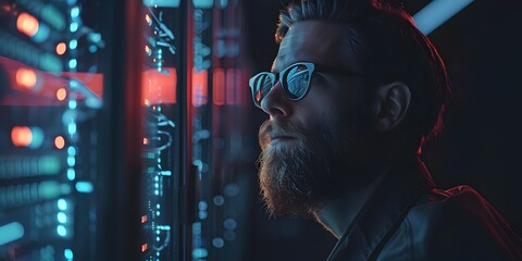 Cybersecurity Expert Monitoring Network in Professional Tech Environment