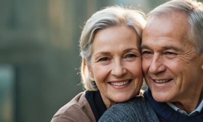 A couple of older men are smiling and hugging each other