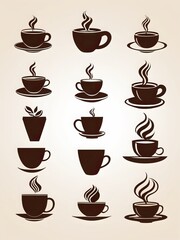 Obraz premium Color logo and icon design of coffee vector