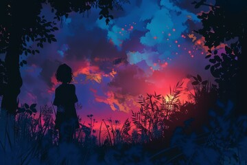 Nature Anime illustration landscape background