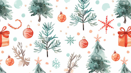Christmas seamless pattern with watercolor designs new