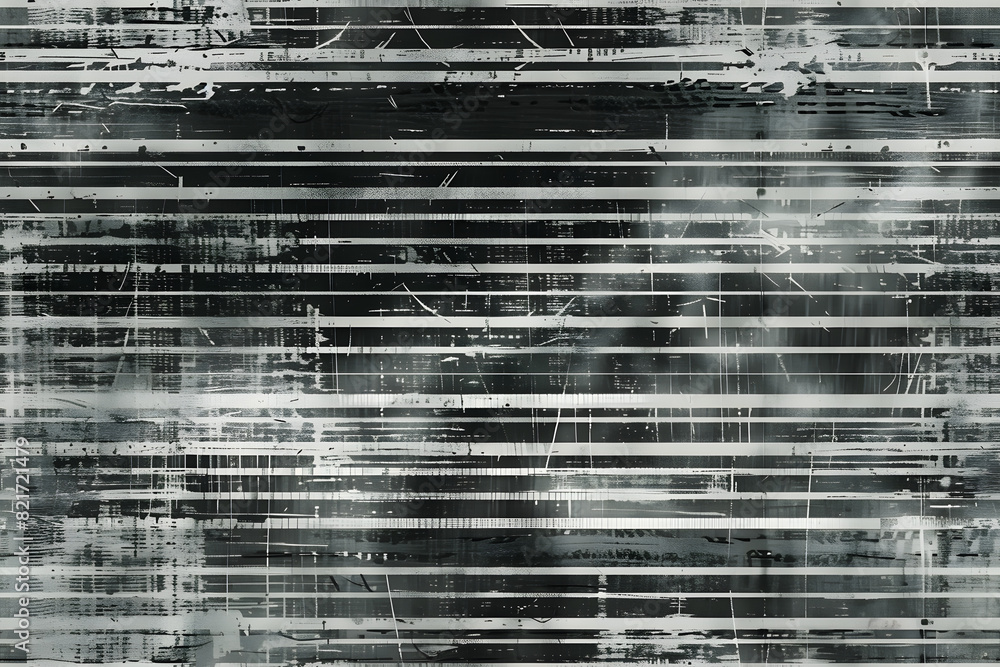 Poster vintage horizontal scanlines with vignette border retro cctv or vhs video white noise or signal erro
