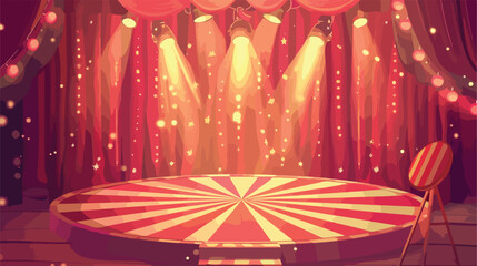 Circus cartoon stage with ring vector background. Car
