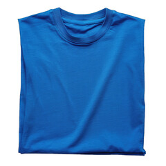 Blue folded T shirt isolated on white background