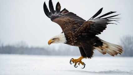 Eagle Flying in snow mountains