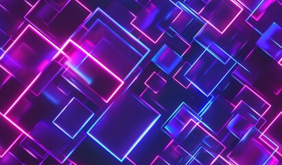 A background featuring various shades of purple and blue, adorned with squares and rectangles in different sizes. The geometric shapes create a visually striking pattern