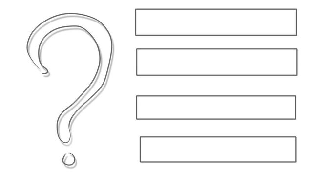 Cartoon question mark changes next to non-moving cells to insert texts. Art for quizzes, tv shows, educational and scientific projects.