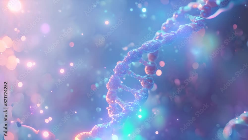 Aufkleber abstract background with colored dna and glowing particles in a beautiful colorful space
