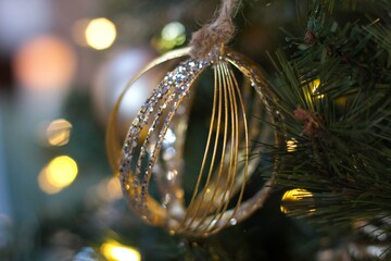 Gold Ornament with Bokeh Background