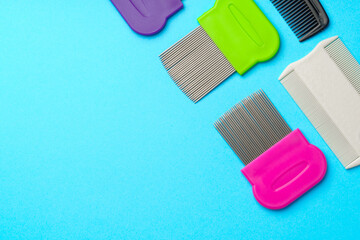 Comb for lice removing on blue background