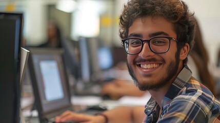Fototapeta premium Internship Experience: During a summer internship, a student gains valuable work experience, learning new skills and networking with professionals in their chosen field 
