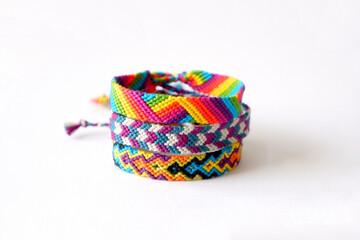 Vibrant Woven Friendship Bracelets in Colorful Patterns