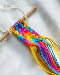 Rainbow Macrame Friendship Bracelet Mini Wall Hanging