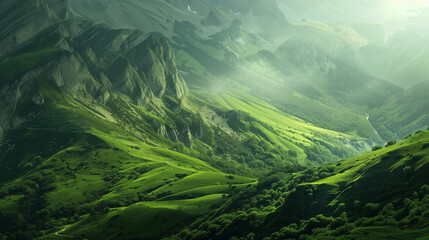 beautiful green valley in the mountains landscape wallpaper 