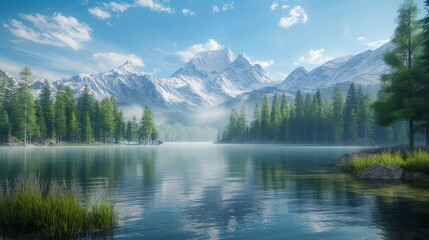 Nature Landscapes Majestic mountains, serene lakes, dense forests.