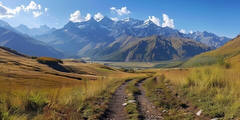 Fototapeta premium View of wild Kazbegi mountain range