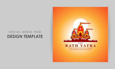 Vector illustration of Happy Ratha Yatra Festival social media feed template