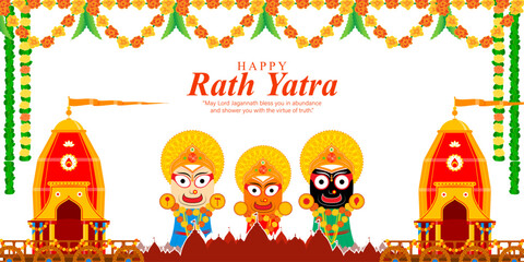 Vector illustration of Happy Ratha Yatra Festival social media feed template