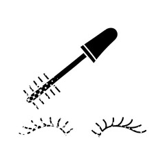 Cosmetic make up eyelash black hand drawn icon in halftone texture style