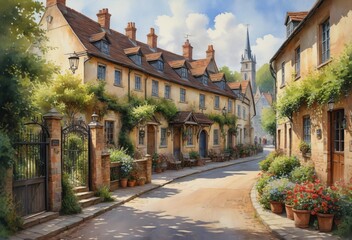 Fototapeta premium Village Street Scene
