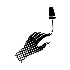Nail coloring black hand drawn icon in halftone texture style