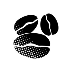 Coffee beans black hand drawn icon in halftone texture style