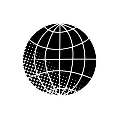 World black hand drawn icon in halftone texture style