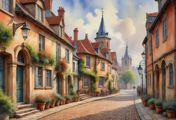 Obraz premium Colorful Village Scene