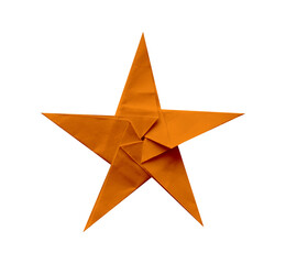 Obraz premium orange paper star origami isolated on a blank white background