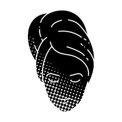 Woman wearing headband hair towel black hand drawn icon in halftone texture style